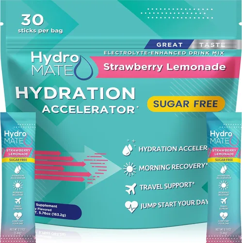 Vista 12 de Paquetes de hidratación sin azúcar en polvo de electrolitos Acai Berry HydroMATE 30 Sticks