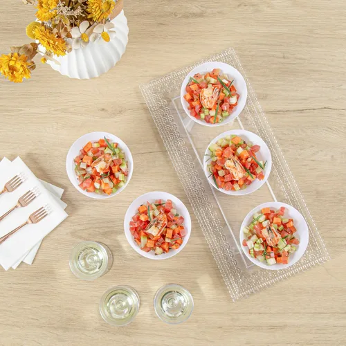 Vista 96 de Restaurantware - Cuencos para servir de 5 onzas, 100 cuencos desechables para aperitivos, diseño inclinado, redondo, cuenco de plástico negro