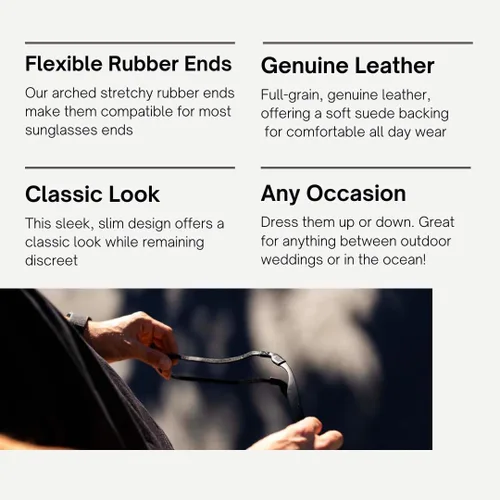 Vista 2 de TETHER Retenedor delgado de cuero del desgaste del ojocorrea de gafas de solcorrea del desgaste del ojo