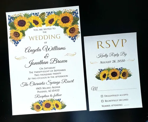 Vista 8 de Insertos impresos personalizados para invitaciones de boda emergentes. Tarjetas de invitación personalizadas y RSVP con sobres
