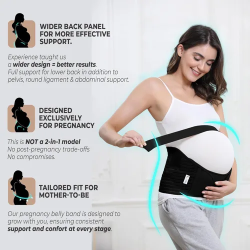Vista 29 de NeoTech Care Cinturón de maternidad para embarazo, soporte para espalda, abdomen, cintura, pelvis (talla L, color marfil)