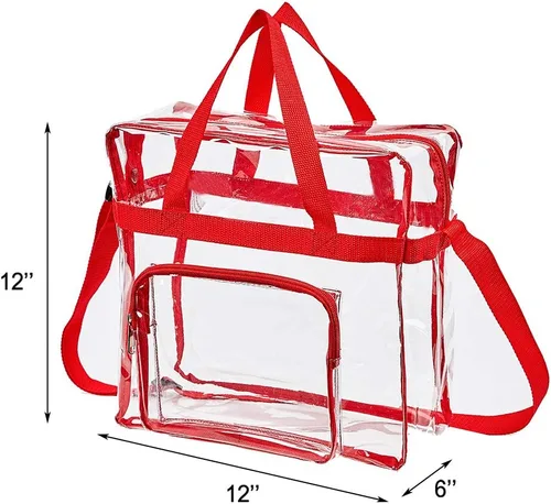 Vista 4 de Clearworld Bolsa transparente aprobada para estadios, transparente de 12 x 12 x 6 pulgadas, con bolsa frontal para accesorios para viajes, gimnasio