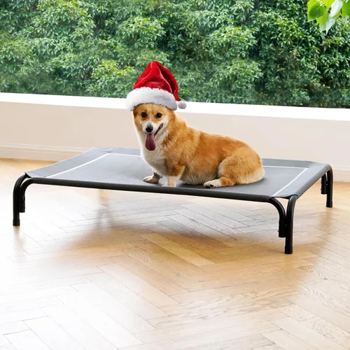 Vista 13 de Cama elevada para perros al aire libre, cuna elevada para perros grandes, la instalación no requiere herramientas, marco con pies antideslizantes