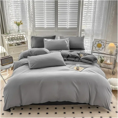 Vista 8 de Cama, Queen/L Negro Color Sólido Algodón Funda Nórdica Funda Nórdica
