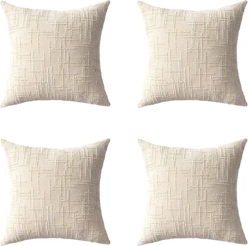 Vista 27 de Fundas de almohada decorativas de 18 x 18 pulgadas, juego de 4, suaves, sólidas, de estilo granja, fundas de almohada de chenilla para sofá, fundas