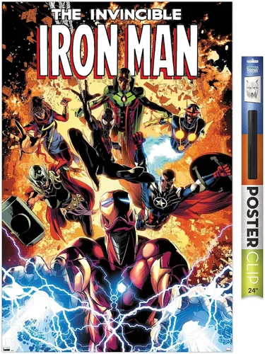 Vista 19 de Trends International Marvel Comics Iron Man - Póster de pared Invincible Iron Man #11, 22.4 pulgadas de largo x 14.7 pulgadas, versión enmarcada