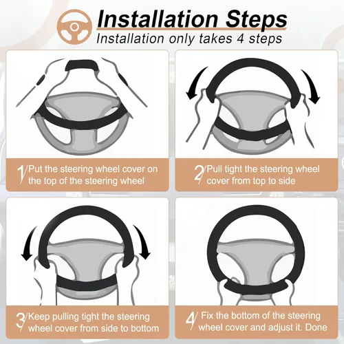 Vista 5 de Alpmosn Funda Elástica Extensible para Volante, Microfibra Transpirable de Seda de Hielo, Antideslizante, Accesorios de Interior de Automóvil