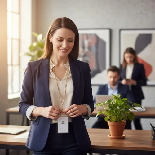 Vista 5 de Soporte de cordón de identificación para mujer, cordones para insignias de identificación, cadena dorada y plateada para llaves, collar, soporte
