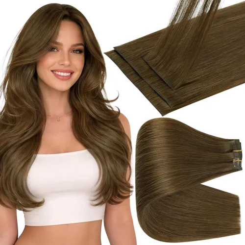 Vista 25 de Full Shine - Extensiones de cabello sin costuras con clip, color marrón oscuro