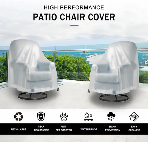 Vista 5 de Funda giratoria para silla de salón, fundas impermeables para sillas giratorias de patio para muebles de exterior