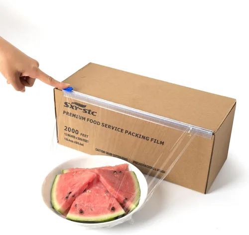 Envoltura de plástico para alimentos, lo suficientemente gruesa para uso diario, más fuerte para uso comercial, duradera con cortador deslizante de