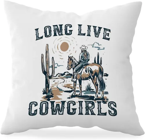 HONLUNG Long Live - Fundas de almohada de vaqueras retro occidentales, fundas de almohada decorativas de 18 x 18 pulgadas para el hogar, dormitorio,