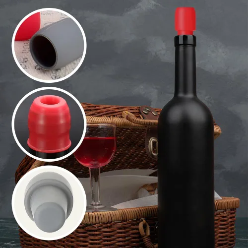 Vista 7 de Tapones de vino para botellas de vino, nuevo tapón de botella reutilizable de silicona para botellas con gas, tapas de cubierta para champán