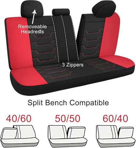 Vista 4 de CAROMOP Fundas de asiento de coche transpirables para asientos completos, fundas de asiento de tela de malla de aire 3D para automóviles, fundas