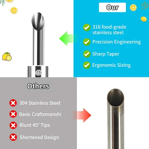 Vista 3 de Paquete de 1 perforador de acero inoxidable 316 para tapas de plástico, vasos de limonada, perforador de agujero afilado de limonada