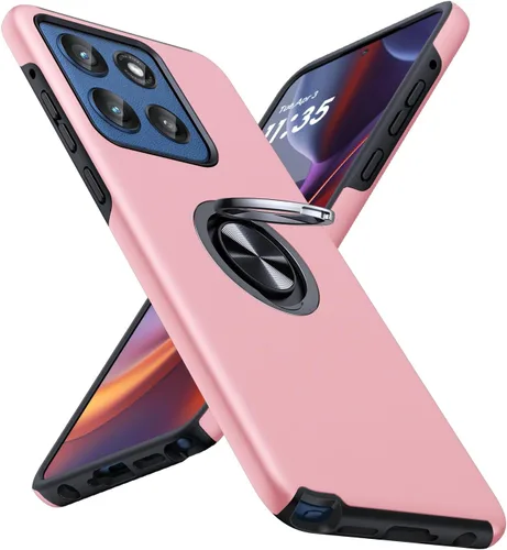 Vista 27 de JAME Funda para Moto G Stylus 2025, doble capa de protección de grado militar a prueba de golpes con soporte de anillo portátil atril, funda