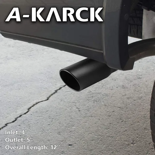 Vista 6 de A-KARCK Punta de escape con entrada de 4 pulgadas, perno atornillable de 4" de entrada, 5" de salida, 12" de largo, punta de tubo de escape