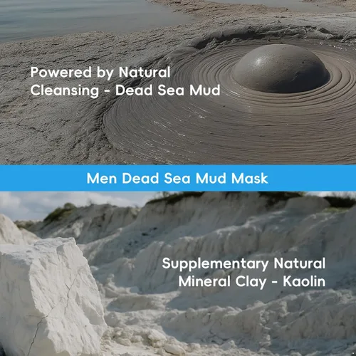 Vista 5 de Men's Facial Mud Mask Deep Cleansing Pores Control Oily Skin Face Care 4.23 oz Black One