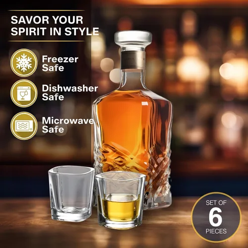 Vista 2 de Regal Trunk - Juego de 6 vasos de chupito de tequila, lindos vasos de chupito de corte de cristal, vasos de chupito ultra transparentes para beber