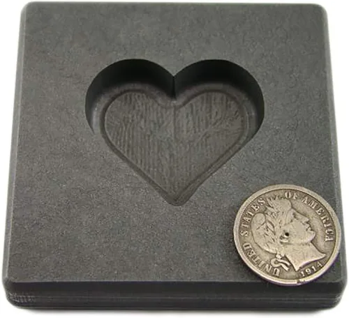 Vista 4 de Molde de grafito de alta densidad de oro corazón de 2 onzas, 1 oz, plata