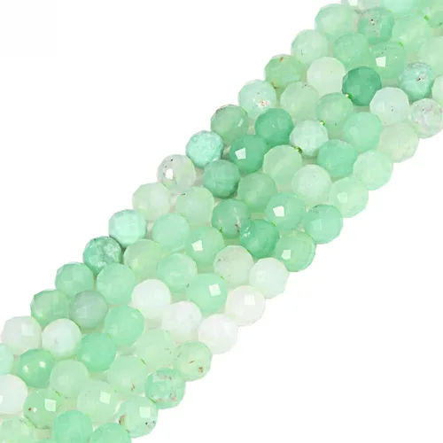 Vista 80 de Cuentas Redondas Facetadas de Ópalo Verde de 4 mm Sueltas de 16 Pulgadas para Hacer Joyas