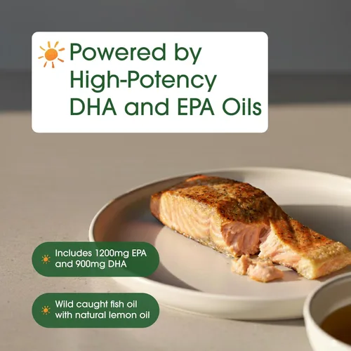 Vista 6 de Aceite de pescado Omega 3 de 4,200 mg, 180 cápsulas blandas que no producen eructos, EPA altamente purificado de 1,200 mg y DHA de 900 mg Sabor a