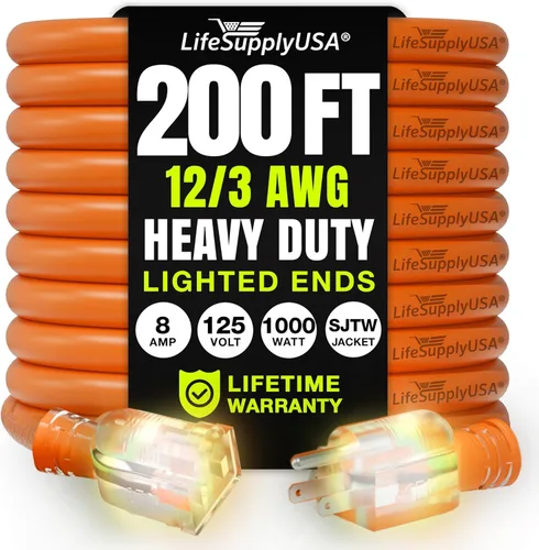 Vista 114 de Cable de extensión de 3 pies para interiores y exteriores 10/3 calibre Ultra resistente de 3 puntas SJTW, impermeable, cable de alimentación