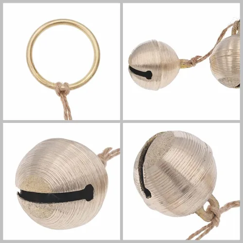 Vista 5 de Campanas colgantes rústicas de latón para decoración de pomos de puerta, decoración del jardín del hogar, tienderos, campana en cuerda