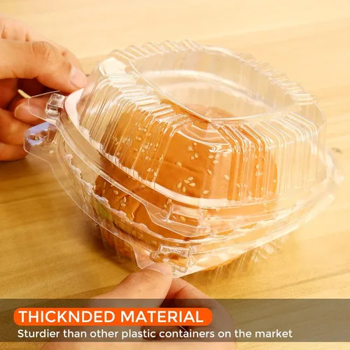 Vista 4 de 500 recipientes de plástico transparente con bisagras de 5.75 pulgadas, recipientes de plástico transparente para llevar, recipiente de comida