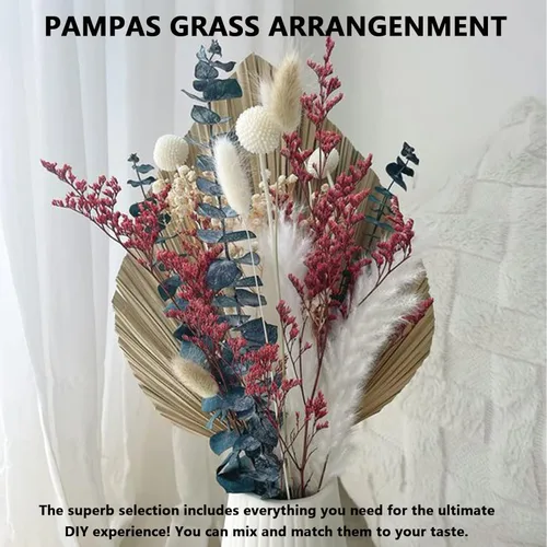 Vista 5 de Total de 3 hojas de palma secas, decoración de hierba seca de las pampas, lanzas de palma secas de 17 pulgadas para arreglos florales, decoración