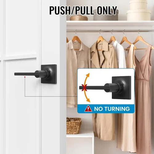 Vista 4 de HOSOM Dummy Door Handle,2 Pack Closets,French Double Doors Knobs Levers Negro mate
