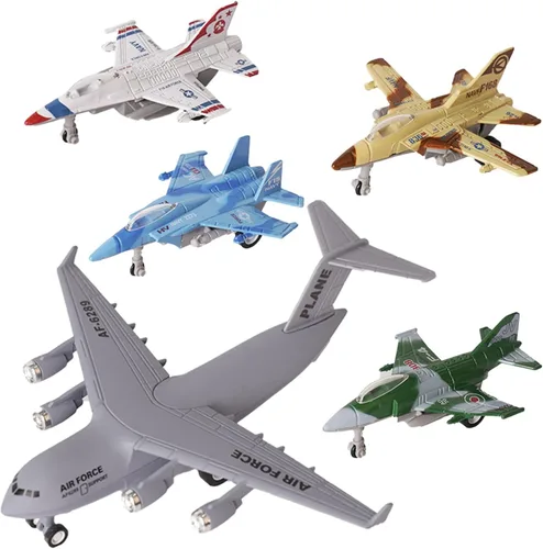Vista 8 de Crelloci Juego de 4 Juguetes de Aviones del Ejército - Kit de Modelo de Aeronave de Metal Fundido Juego de Aviones de Combate Militares Helicóptero