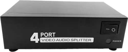 Vista 5 de QiCheng&LYS Caja divisor RCA de 4 vías 3 alimentada, 1 en 4 salidas, duplicador de distribución de audio de video compuesto con adaptador