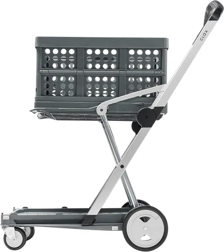 Vista 7 de CLAX, Carros plegables funcionales multifuncionales, carrito plegable móvil, carrito de compras con caja de almacenamiento (negro)