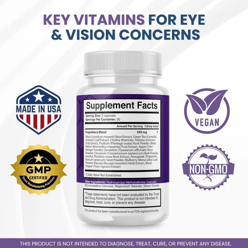 Vista 3 de Sharp Vision Capsules, píldoras oficiales de apoyo para la salud ocular SharpVision con todos los ingredientes naturales, suplemento de bienestar