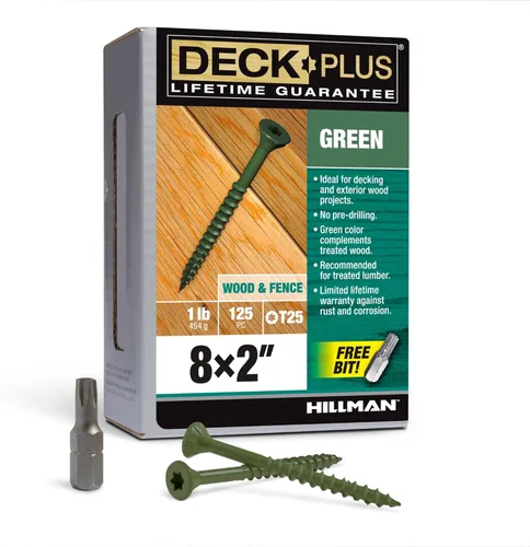 Vista 49 de Deck Plus Tornillos para valla y madera exterior con revestimiento epoxi de 2 pulgadas #8 x 2 Torx/Star Drive incluido, rosca gruesa, tornillo