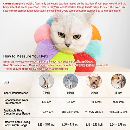 Vista 2 de KUDES Collar de Recuperación para Gatos y Perros Pequeños, Lindo Cono de Cuello Después de Cirugía, Collar E Ajustable para Mascotas, Cono Protector