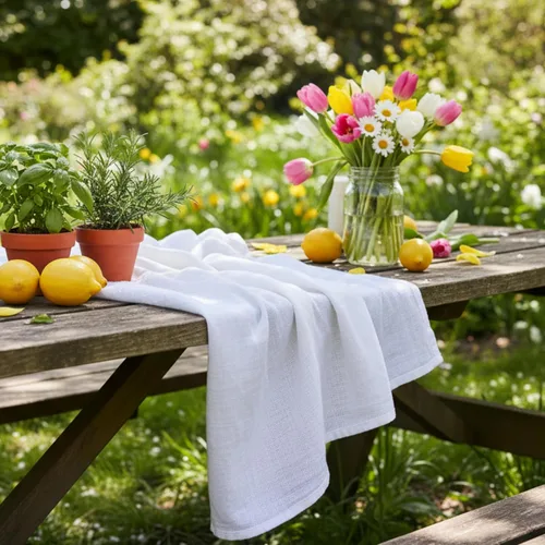 Vista 3 de Toallas de saco de harina Toalla de té para manualidades, plato de cocina, toalla de algodón en blanco para bordado, funda de lino para hornear