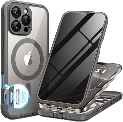 Vista 38 de BERFY Funda para iPhone 16 Pro, compatible con MagSafe, protector de pantalla de vidrio templado 9H integrado y protección de cámara, funda