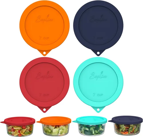 Vista 14 de Sophico - Tapas redondas de silicona de repuesto para almacenamiento para Anchor Hocking y Pyrex 7402-PC, tapas para cuencos de vidrio de 6/7 tazas