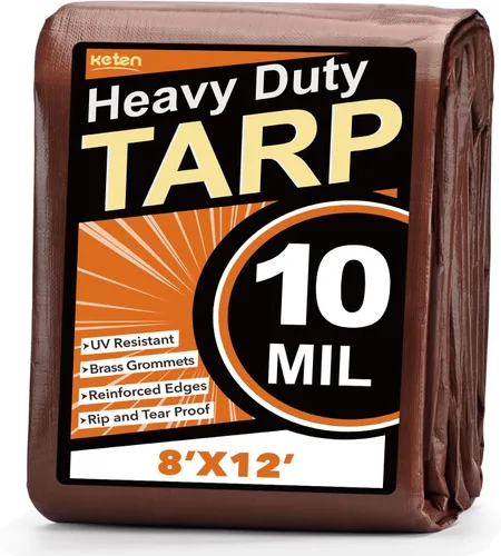 Vista 23 de Keten Tarps Lona resistente impermeable de 3 x 18 pies, 10 mil de grosor - Lona de polietileno multiusos resistente a desgarros y a la decoloración