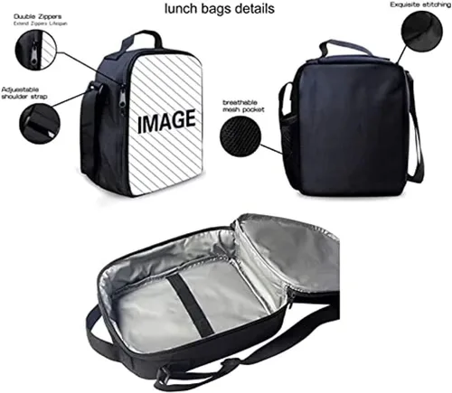 Vista 5 de Howanight Girls School Bag Floral Border Collie Print Backpack Casual Daypack Set with Lunch Box and Pencil Case,3 Piece