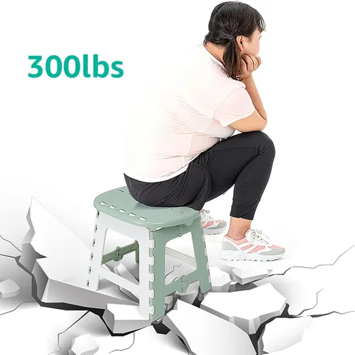 Vista 6 de CertBuy 11 Inch Folding Step Stool for Adults and Kids, Non-Slip Folding Stools with Portable Handle, Compact Plastic Foldable Step Stool for