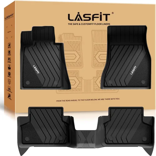 Vista 36 de LASFIT - Tapetes de suelo y maletero de auto, ajuste personalizado, de TPE, para todo tipo de clima, impermeable, juego completo, negros