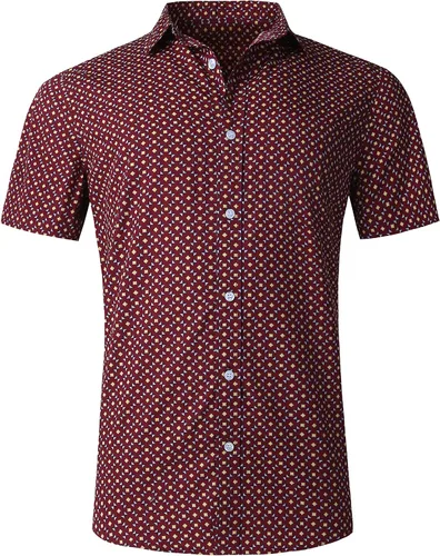 Vista 21 de Camisa de vestir de manga corta para hombre, ajuste regular, con botones, casual, con estampado único Grandes estrellas de la marina