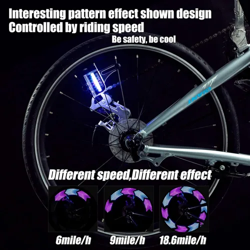 Vista 4 de DAWAY Luces LED para ruedas de bicicleta - A12 Luz impermeable genial para neumáticos de bicicleta, luces de radios de seguridad para niños, niñas