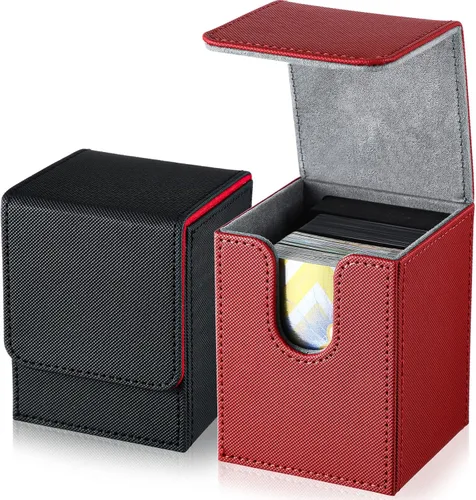 Weewooday 2 Cajas de Cartas de Mazo de Cuero de Gran Tamaño Caben Más de 100 Cartas con Fundas Juego de Mazo para Cartas Coleccionables Jugables