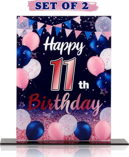 Vista 170 de LINGTEER Decoración de cumpleaños, soporte para globos, centros de mesa de acrílico, póster impreso de feliz 50 cumpleaños, centros de mesa de Negro