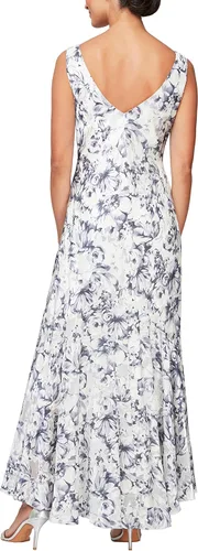 Vista 4 de Alex Evenings Vestido de gasa sin mangas estampado de longitud media con chaqueta para mujer