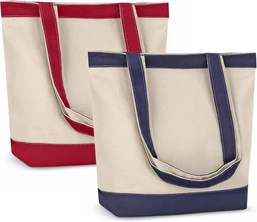 Vista 13 de Bolsa de lona con asas para mujer, bolsa de tela reutilizable para comestibles y compras a granel, bolsa de algodón en blanco, adecuada